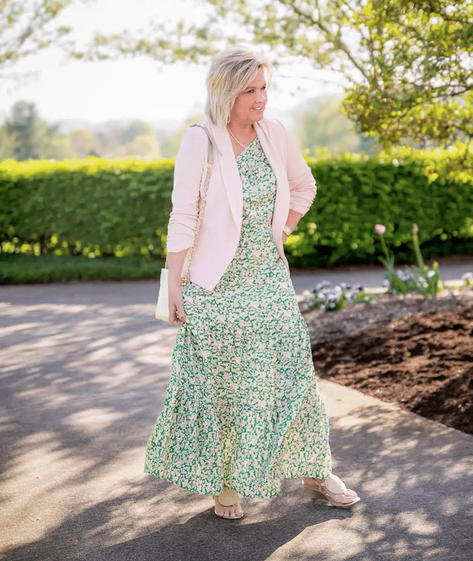 floral one shoulder maxi